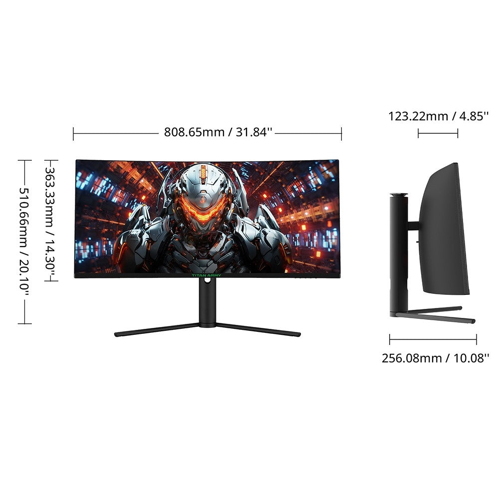 TITAN ARMY C34CHR Gaming Monitor, 34-inch 1500R 3440x1440 WQHD Curved Screen, 165Hz Refresh Rate, 1ms MPRT, Adaptive Sync, 99% sRGB, Support PIP & PBP Display, E-sports Backlight, Tilt Adjustment Wall Mount, Low Blue Light