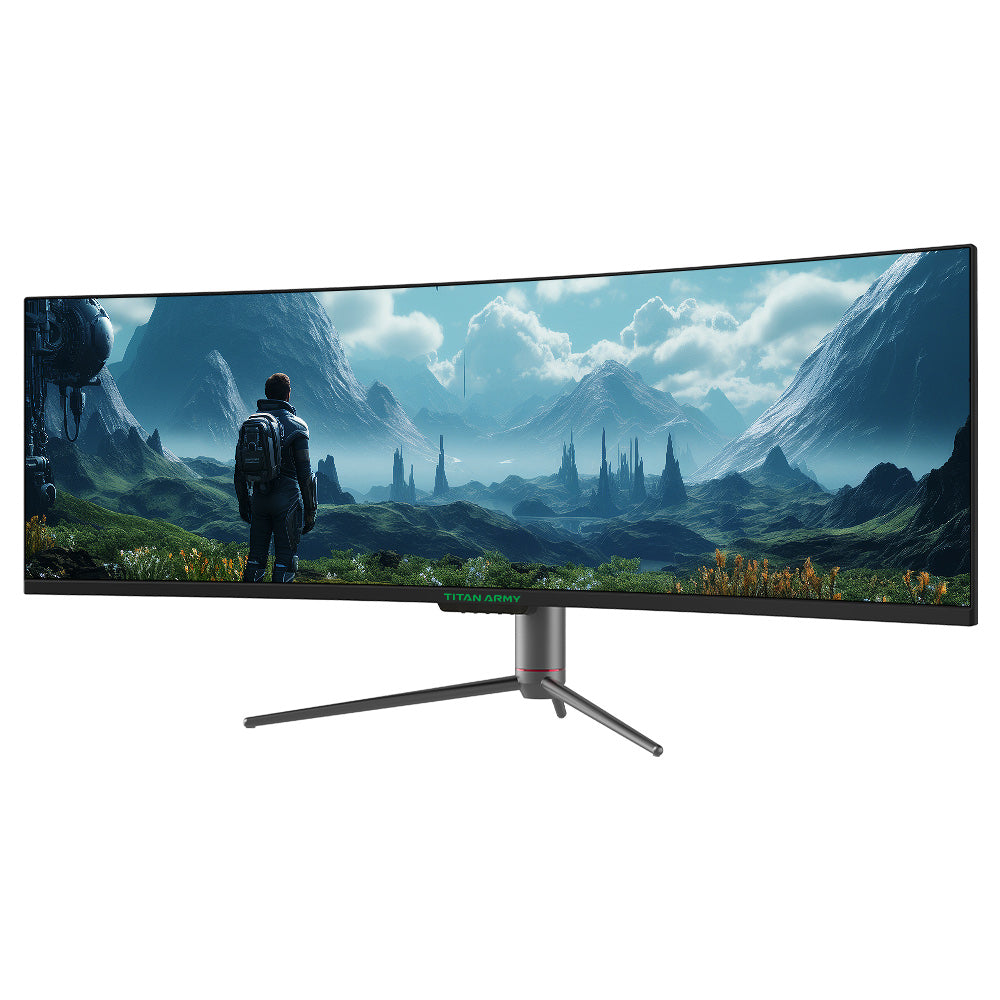 TITAN ARMY C49SHC 49-inch Gaming Monitor, 3840*1080 CSOT HVA Panel, 32:9 Oversized Curved Screen, 144Hz High Refresh Rate, Smart PIP/PBP Split Screen, Adaptive-Sync, 1*HDMI 2.0 1*DP 1.4 1*Full-Feature USB-C 1*USB-B 2*USB-A, 65W Reverse Charging