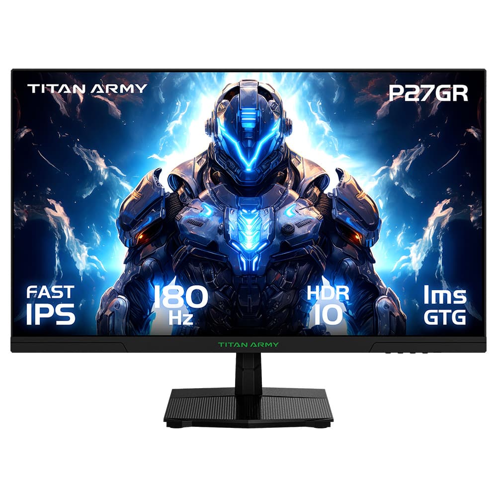 TITAN ARMY P27GR Gaming Monitor, 27-inch 2560*1440 16:9 Fast IPS Screen, 180Hz Refresh Rate, 1ms GTG, 99% sRGB, HDR10, Adaptive-Sync, Gaming Mode, Dynamic OD, PBP & PIP Display, Low Blue Light, Adjustable Tilt, VESA Wall Mounting