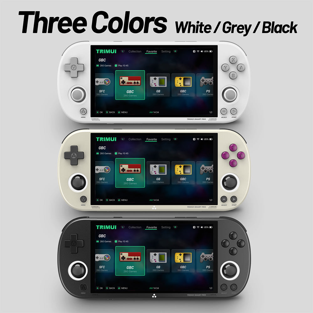 TRIMUI Smart Pro Game Console with 256GB TF Card, 13729 Games, 4.96in 720P IPS Screen, Linux OS, 1GB RAM/8GB Storage, 5 Hours Playtime - Black