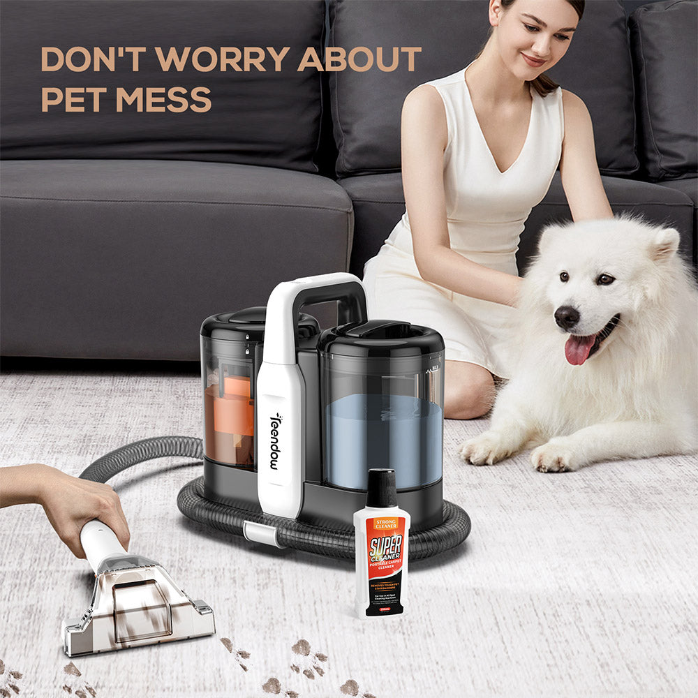 Teendow C5 Washing Vacuum Cleaner Carpet Cleaner, Powerful 500 W Brush Motor, Low Noise, 1500ml Large Water Tank Capacity, Portable and Compact, Spot Cleaner, Suitable for Cleaning Carpet, Sofa, Stairs, Pets, and Car