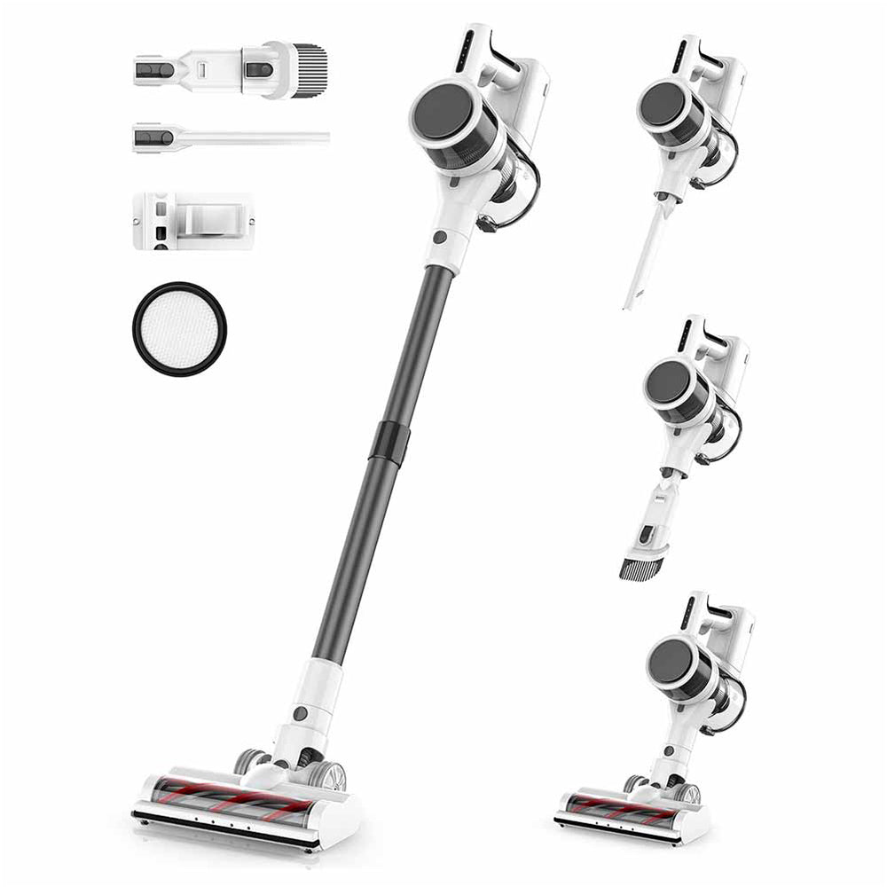 Teendow P11 Pro Cordless Vacuum Cleaner, 126,000Pa Powerful Suction, 30min Runtime, 2200mAh Battery, 450ML Dust Capacity, Quiet Operation ≤75dB, Ideal for Pet Hair & Home Cleaning, White