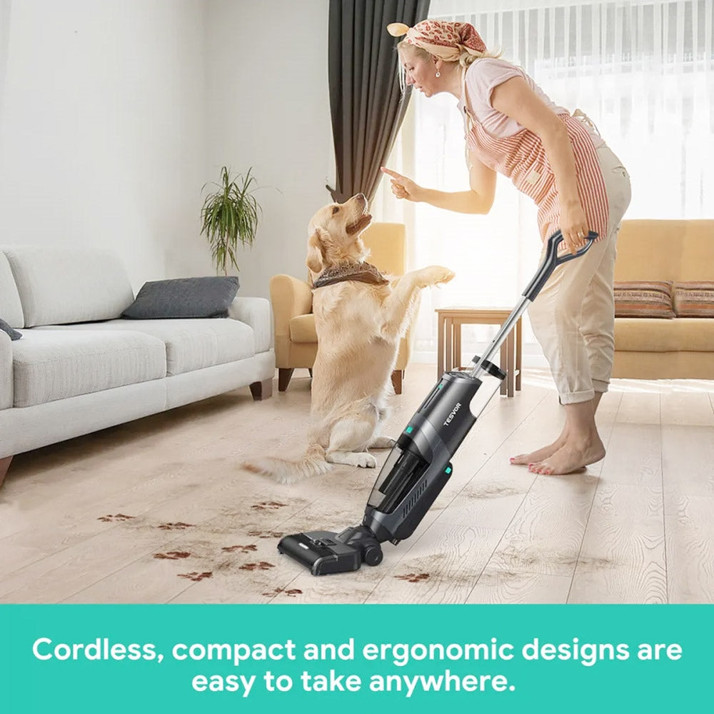 Tesvor R5 Cordless Wet Dry Vacuum Cleaner, 13000Pa Suction, Self-Cleaning, 900ml Water Tank, Smart Dirt Sensor, 45min Max Runtime, 3800mAh Battery, Voice Control, LED Display