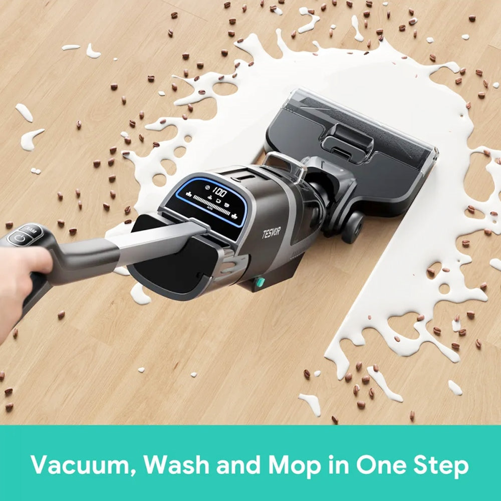 Tesvor R5 Cordless Wet Dry Vacuum Cleaner, 13000Pa Suction, Self-Cleaning, 900ml Water Tank, Smart Dirt Sensor, 45min Max Runtime, 3800mAh Battery, Voice Control, LED Display