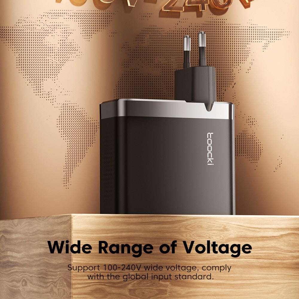 Toocki TCT100-XRB 100W GaN USB Charger, USB-C and USB-A Triple Port PD 3.0, for iPhone, Huawei, Samsung, Tablet, Mobile Phones