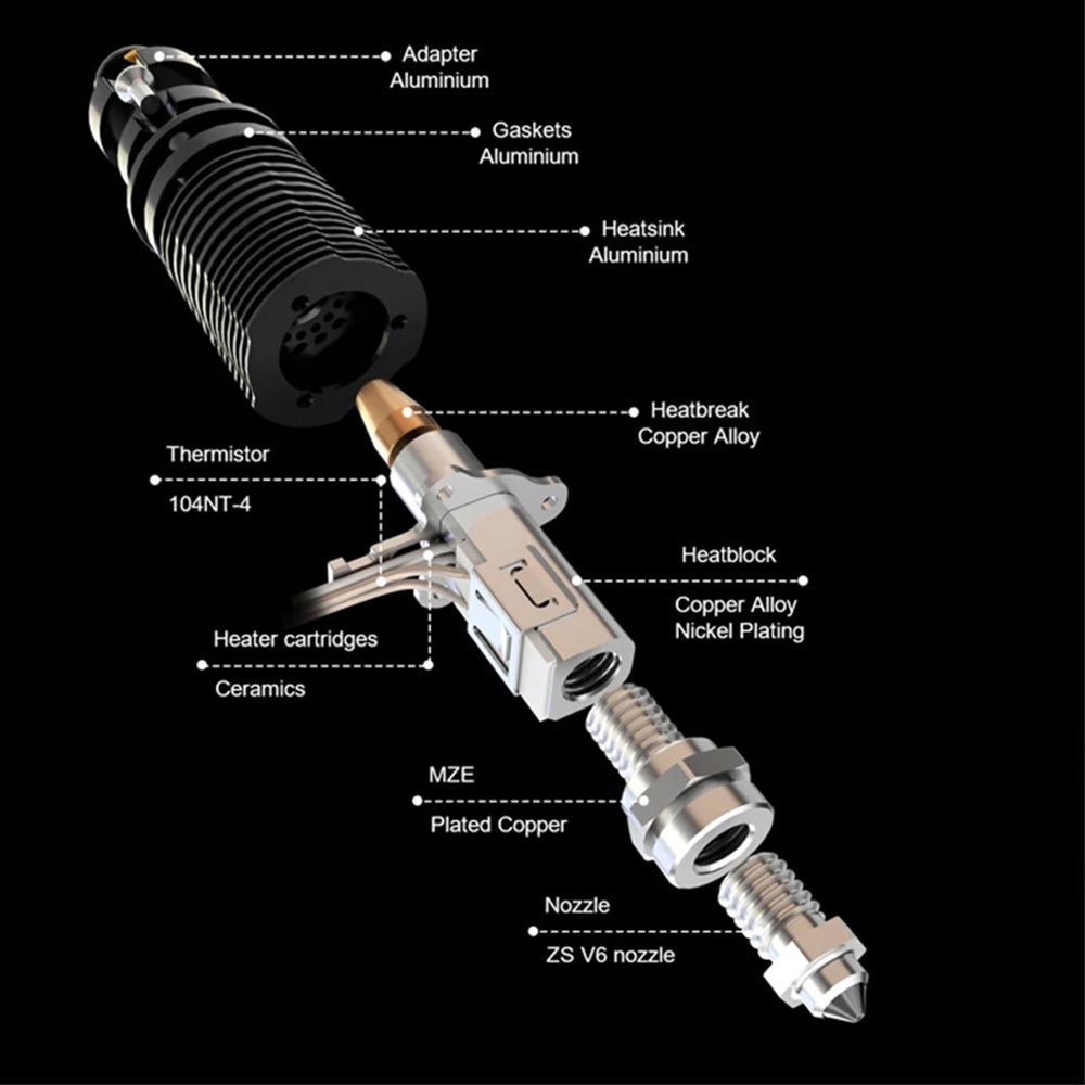 Trianglelab Rapido ACE UHF Hotend - PT1000 Thermistor, Compatible with Dragon/Rapido, V6 Adapter