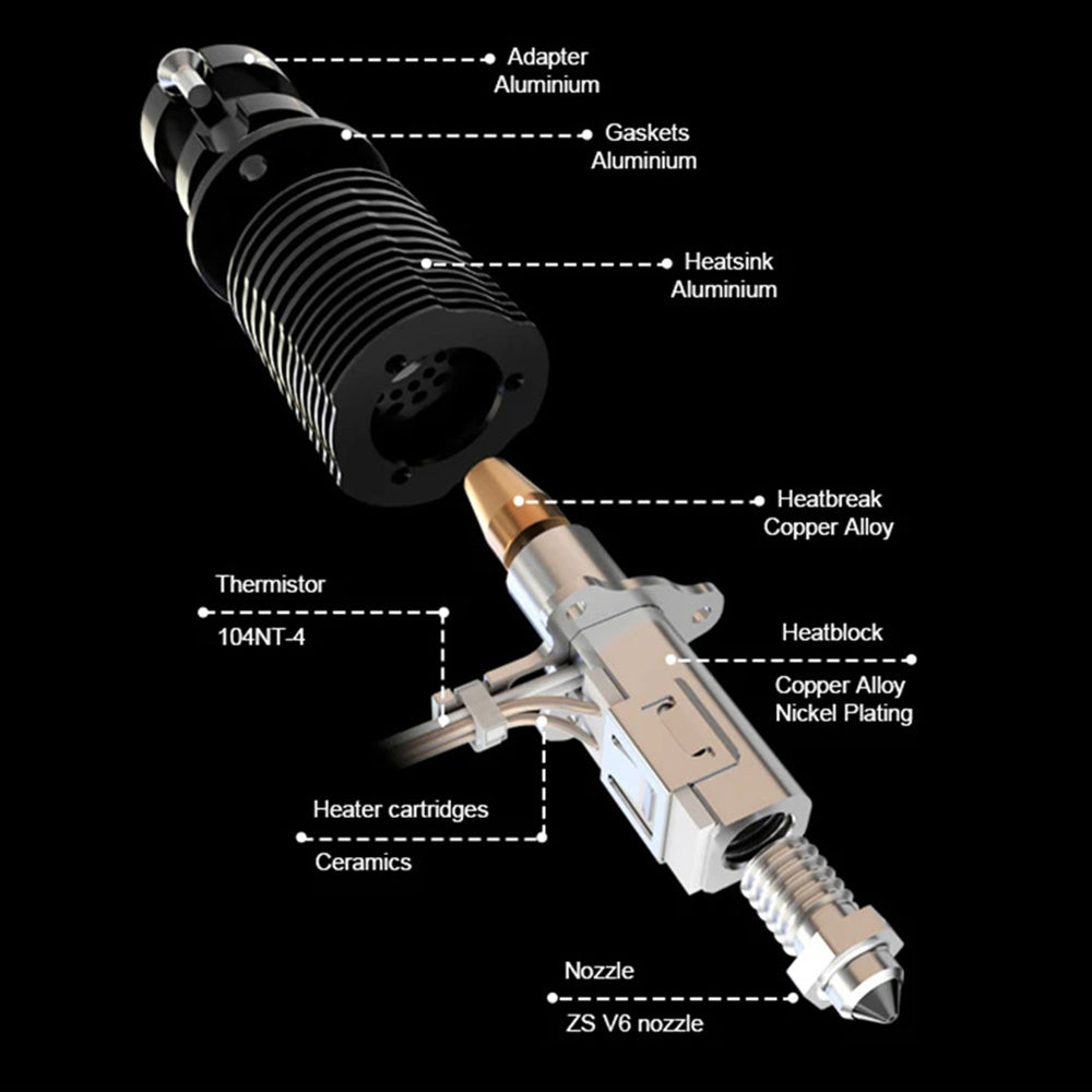 Trianglelab Rapido ACE UHF Hotend - PT1000 Thermistor, Compatible with Dragon/Rapido, V6 Adapter