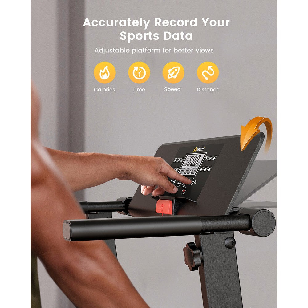 UREVO URTM006 Foldable Mini Treadmill, Max Speed 1-10km/h, Walking Area 105*40cm, Max Load 100kg, 12 Built-in HIIT Programs