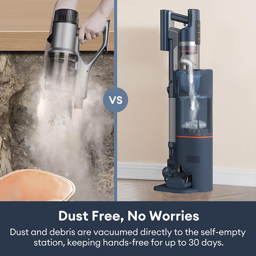 Ultenic FS1 Cordless Vacuum Cleaner with Auto-Empty Station, 30KPa Suction, 450W Motor, 4 Speed Modes, 5-Layer Filtration, Up to 60 Mins Runtime, Removable Battery, Touchscreen