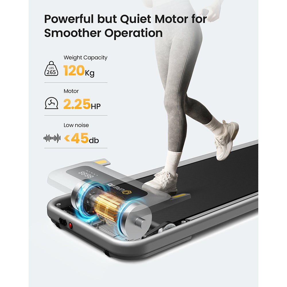 UREVO U1 Under Desk Walking Treadmill, 42x125cm Running Area, 2.25HP Motor, Max Load 120kg, LED Display, for Home