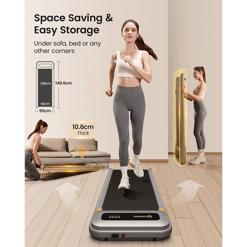 UREVO U1 Under Desk Walking Treadmill, 42x125cm Running Area, 2.25HP Motor, Max Load 120kg, LED Display, for Home