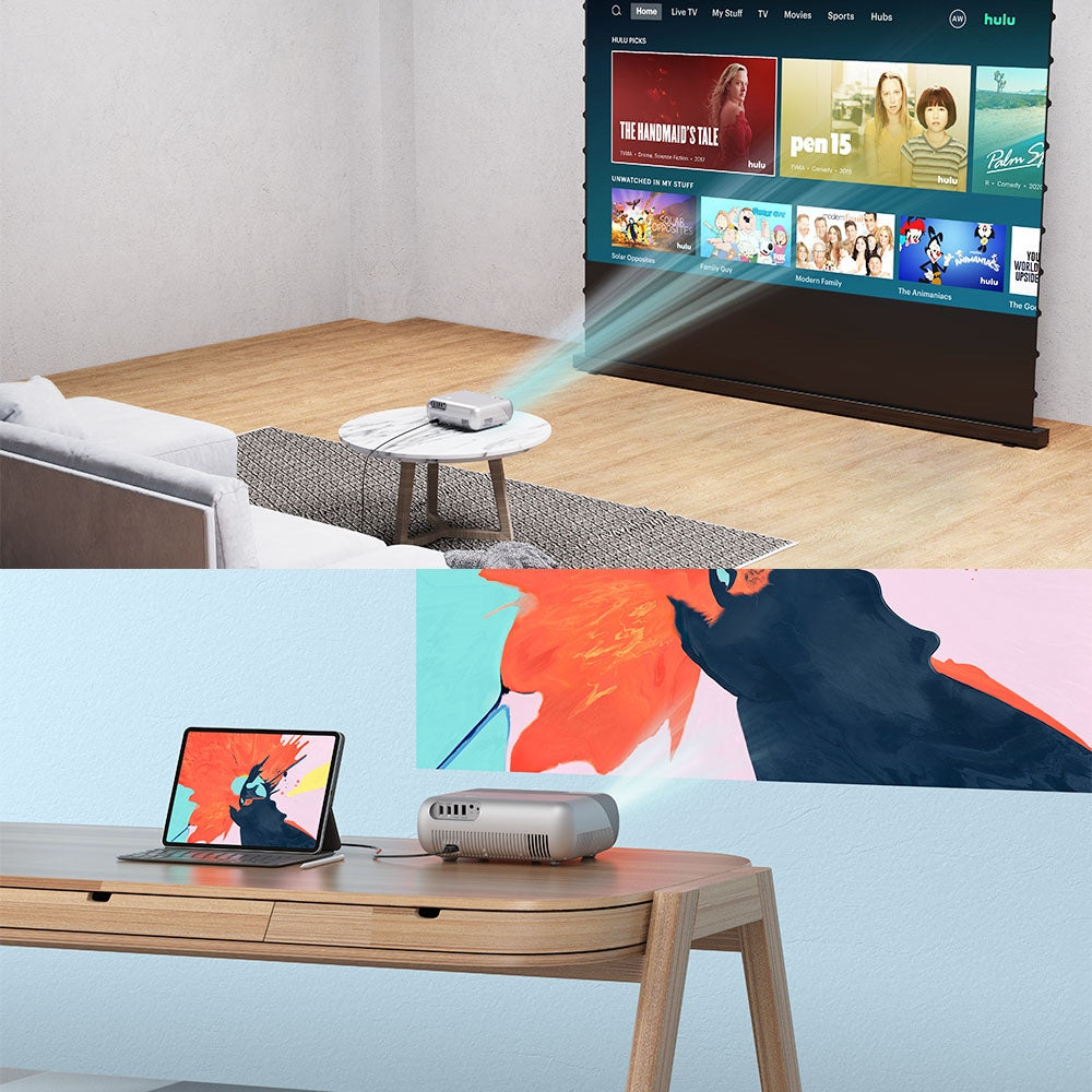 VIVIBRIGHT D1000 LCD Projector, 450 ANSI Lumens, Native 1080P, 2.4G/5G WiFi, Bluetooth 4.0