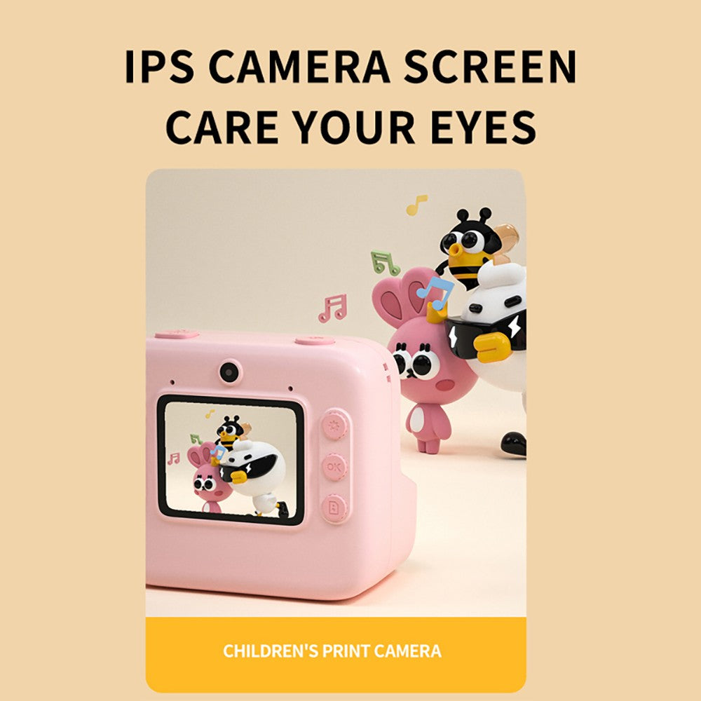 WOWKIDS K27 Kids Instant Print Camera, 48MP Front & Rear Dual Cameras, 1080P Resolution, 4 Filters, 32GB TF Card, 1400mAh Battery - Pink