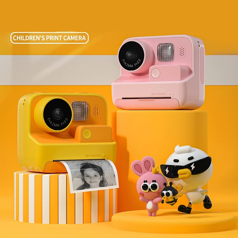 WOWKIDS K27 Kids Instant Print Camera, 48MP Front & Rear Dual Cameras, 1080P Resolution, 4 Filters, 32GB TF Card, 1400mAh Battery - Pink