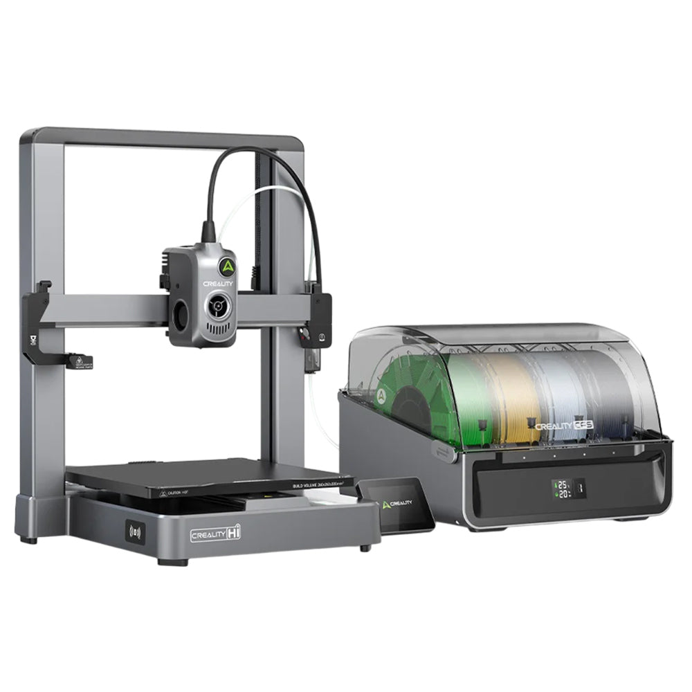 Creality Hi Combo, CFS Multi-material System, 500mm/s Fast Print, Monitoring Camera with Privacy Cap, Up to 16 Colors, Auto Calibration, Auto Bed Leveling, X-axis Tilt Reduction, All-Metal Body, 260*260*300mm