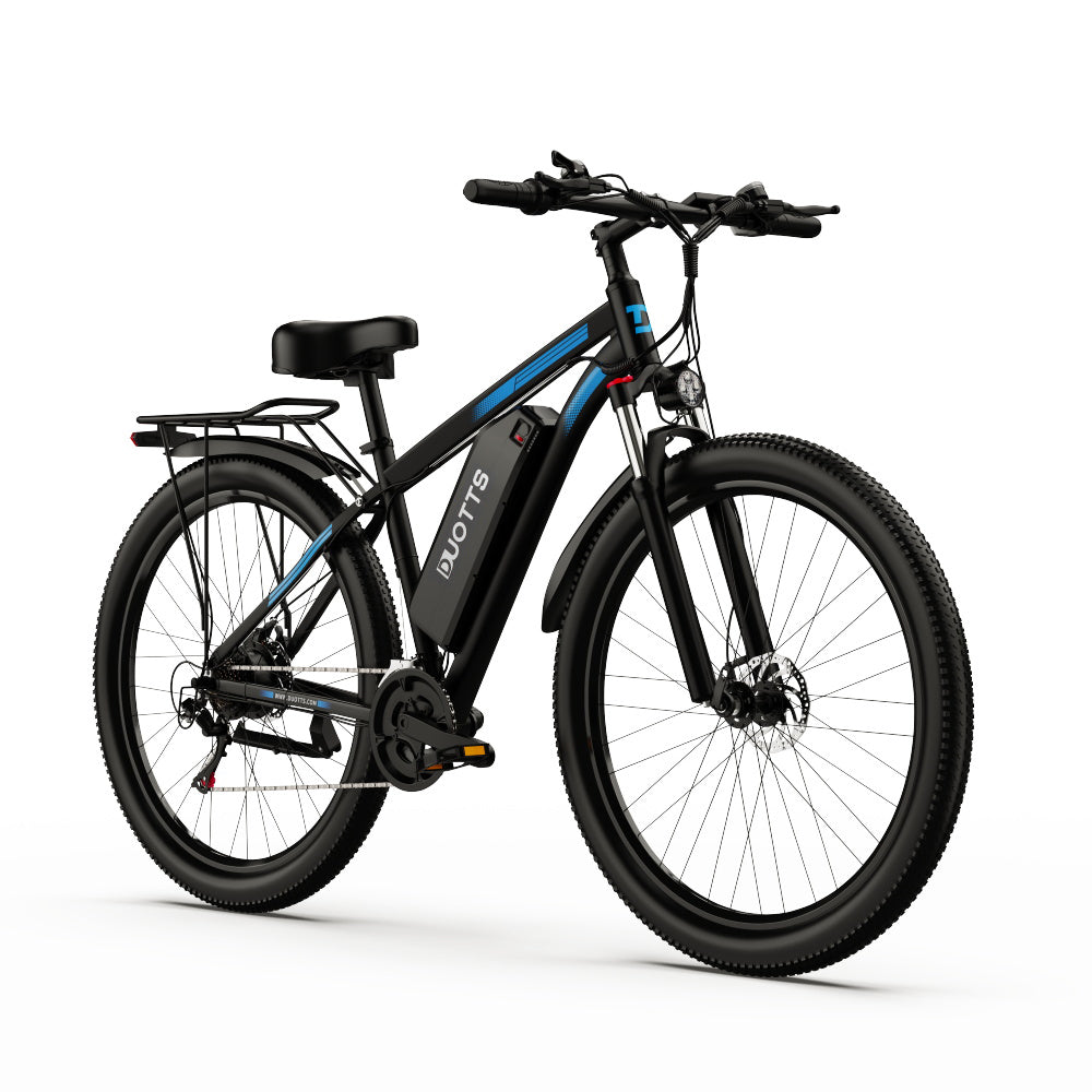 DUOTTS C29 Electric Bike 750W 29*2.1 inch Wheel 48V 15Ah Battery 80-100km Max range, 50km/h Max Speed Shimano 21 Speed Gear Electric Mountain Bike with Rear Rack IP54 Waterproof Smart APP - Black