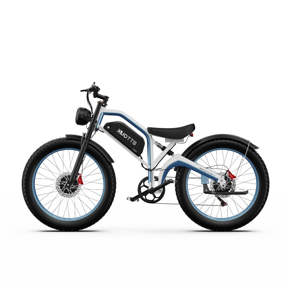 DUOTTS N26 Electric Bike, 750W*2 Motors, 55km/h Max Speed, 26*4.0" Inflatable Tires, 48V 20Ah Samsung Battery, 100-120km Range, Shimano 7-Speed, 200kg Max Load - White