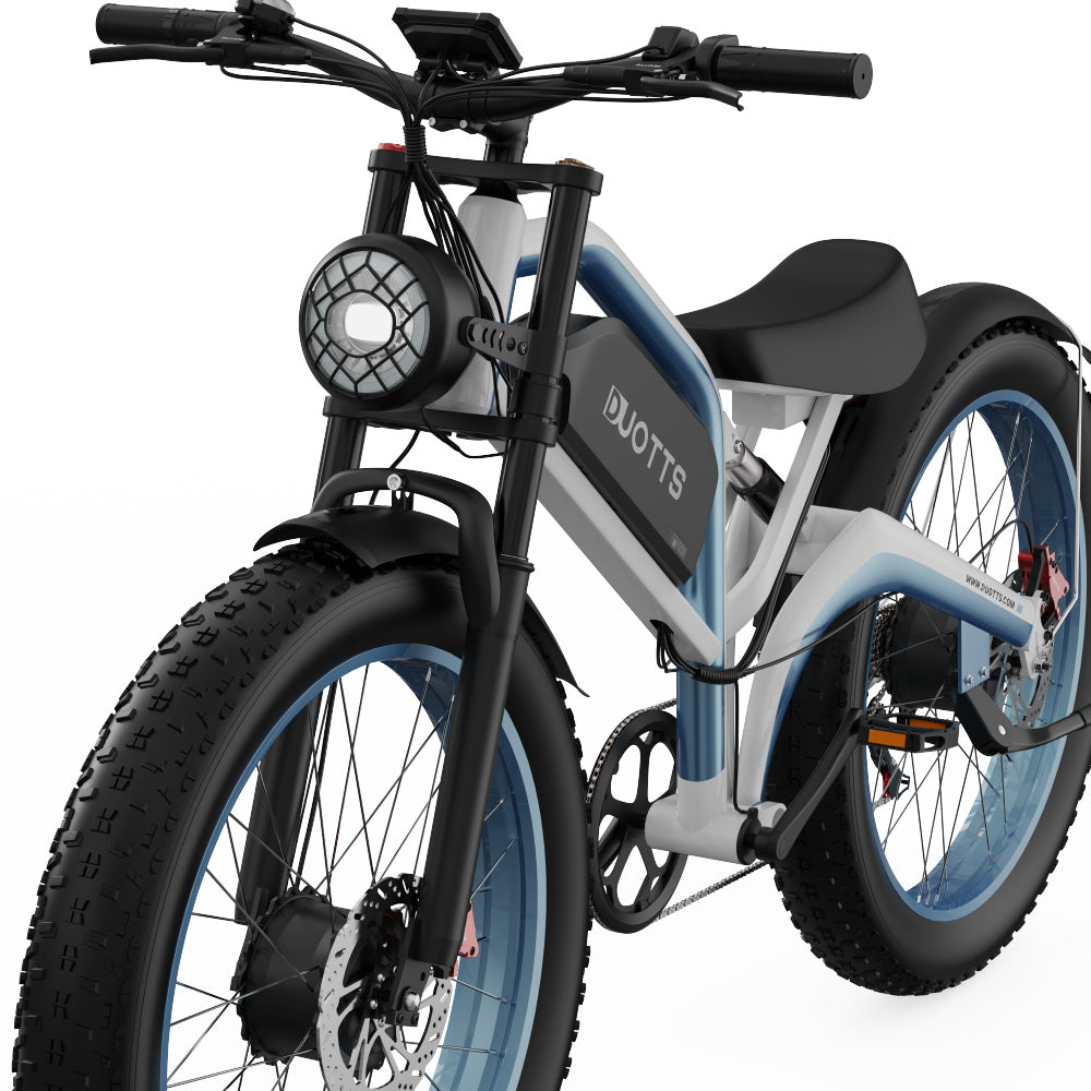 DUOTTS N26 Electric Bike, 750W*2 Motors, 55km/h Max Speed, 26*4.0" Inflatable Tires, 48V 20Ah Samsung Battery, 100-120km Range, Shimano 7-Speed, 200kg Max Load - White