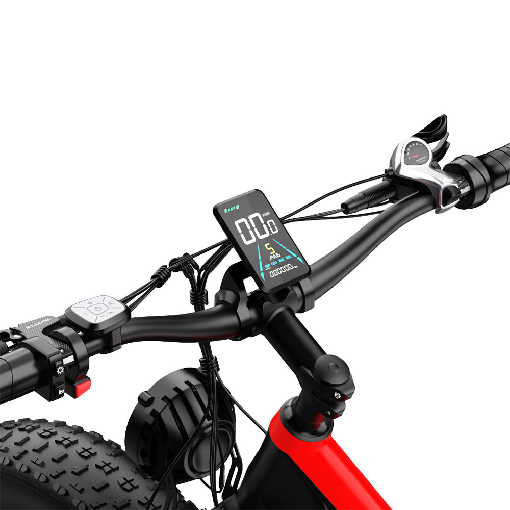 DUOTTS S26 Electric Bike 750W*2 Motors 50km/h Max Speed 26*4.0 inch Inflatable Fat Tires 48V 20Ah SAMSUNG Battery 120km Range Shimano 7-Speed 150kg Max Load Smart APP - Black