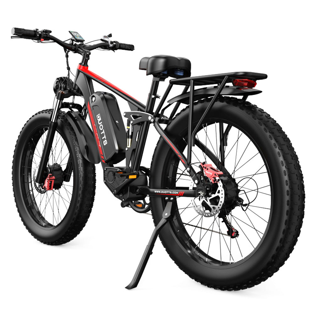 DUOTTS S26 Electric Bike 750W*2 Motors 50km/h Max Speed 26*4.0 inch Inflatable Fat Tires 48V 20Ah SAMSUNG Battery 120km Range Shimano 7-Speed 150kg Max Load Smart APP - Black
