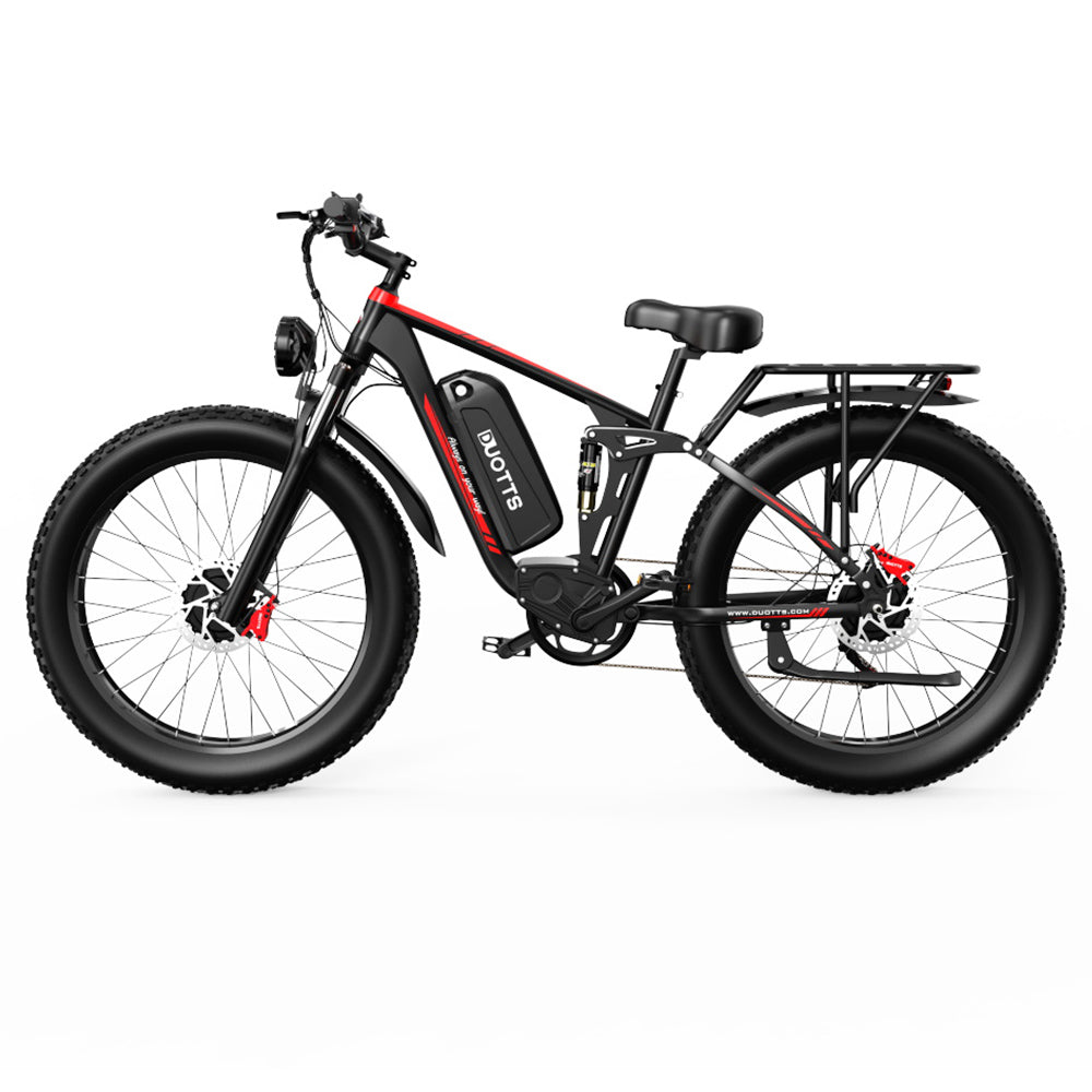DUOTTS S26 Electric Bike 750W*2 Motors 50km/h Max Speed 26*4.0 inch Inflatable Fat Tires 48V 20Ah SAMSUNG Battery 120km Range Shimano 7-Speed 150kg Max Load Smart APP - Black