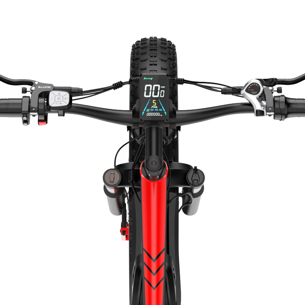 DUOTTS S26 Electric Bike 750W*2 Motors 50km/h Max Speed 26*4.0 inch Inflatable Fat Tires 48V 20Ah SAMSUNG Battery 120km Range Shimano 7-Speed 150kg Max Load Smart APP - Black