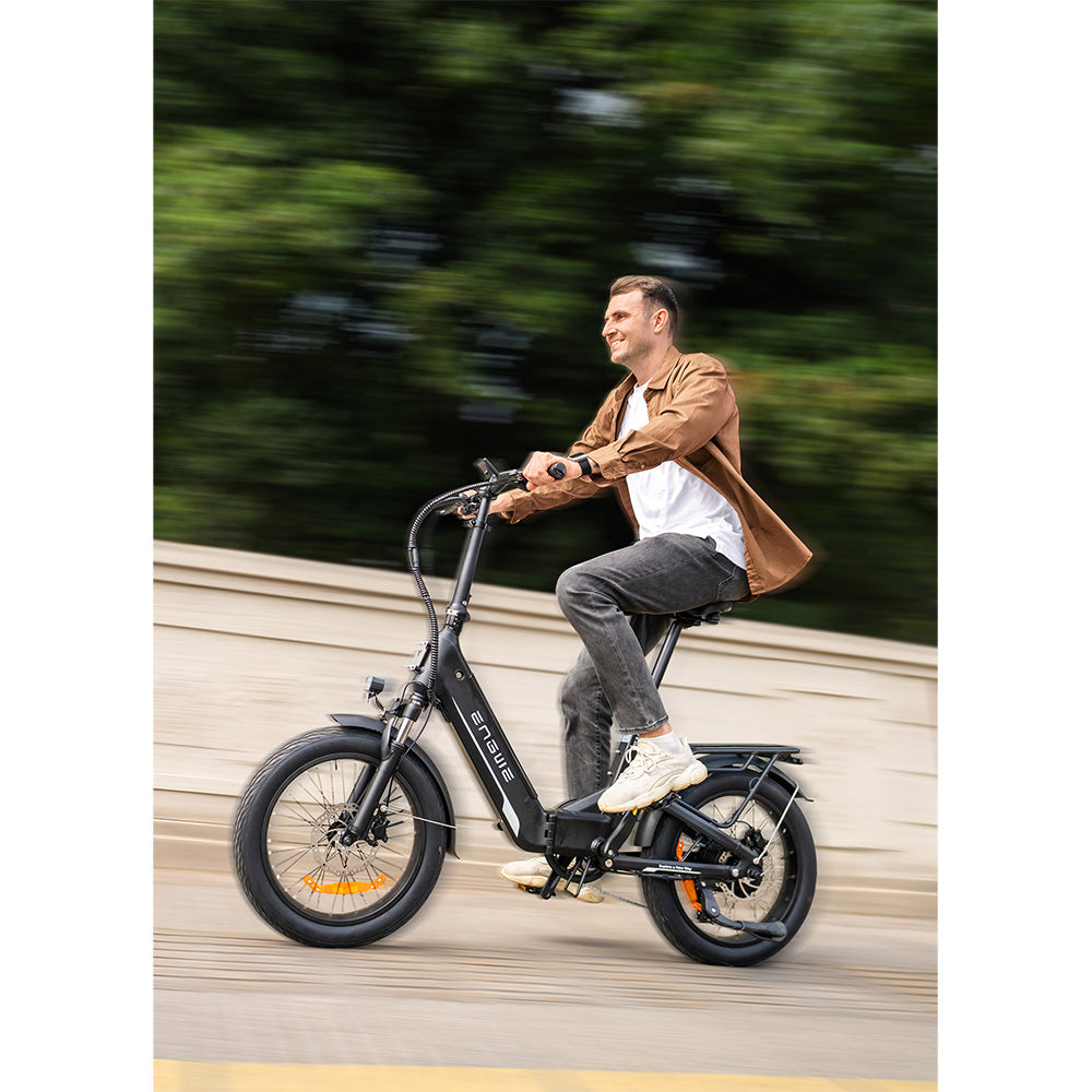 ENGWE L20 3.0 Boost Electric Bike, 250W Motor, 48V 13.5Ah Battery, 20*3.0 inch Tire, 135km Max Range, Hydraulic Brakes, Full Suspension, Torque Sensor, Shimano 7-speed - Golden