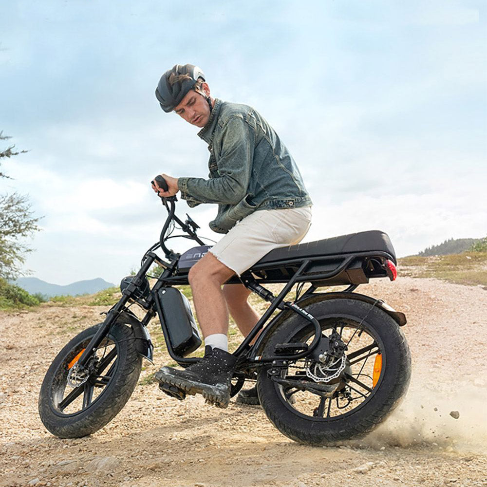 ENGWE M1 Electric Bike, 250W Motor, 48V 15.6Ah Battery, 20*4.0 inch Fat Tire, 25 km/h Max Speed, 90km Range, Hydraulic Disc Brakes, Double Suspension, Shimano 7-speed, LCD Display - Black