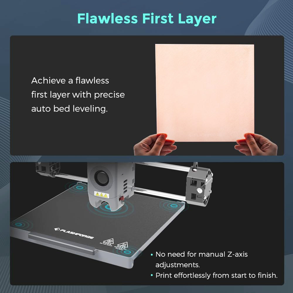 Flashforge Adventurer 5M Pro 3D Printer, Auto Leveling, 600mm/s Max Printing Speed, Remote Camera Monitoring, Filament Runout Reminder, Dual Air Filtration System, Automatic Shutdown, 50dB Silent Printing, WiFi Connection, 220x220x220mm