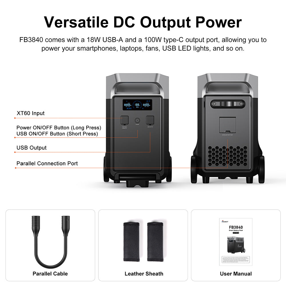 FOSSiBOT FB3840 Expansion Battery, 3840Wh LiFePO4 Battery Pack for F3600 Pro