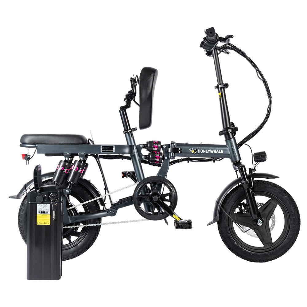 HONEYWHALE S6 Pro-S 14-inch Electric Bike 350W Brushless Motor 25km/h 48V 15Ah Battery 45-55km Range Six Shock Absorber Disc Brakes - Grey