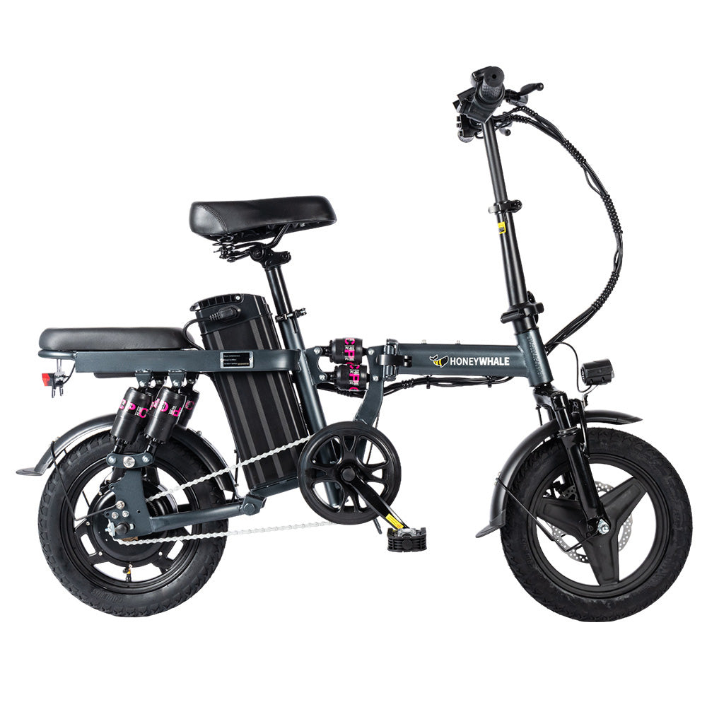 HONEYWHALE S6 Pro-S 14-inch Electric Bike 350W Brushless Motor 25km/h 48V 15Ah Battery 45-55km Range Six Shock Absorber Disc Brakes - Grey