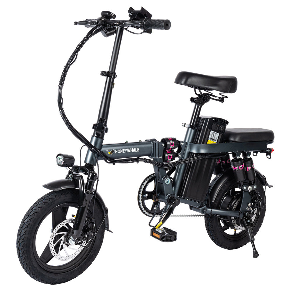 HONEYWHALE S6 Pro-S 14-inch Electric Bike 350W Brushless Motor 25km/h 48V 15Ah Battery 45-55km Range Six Shock Absorber Disc Brakes - Grey