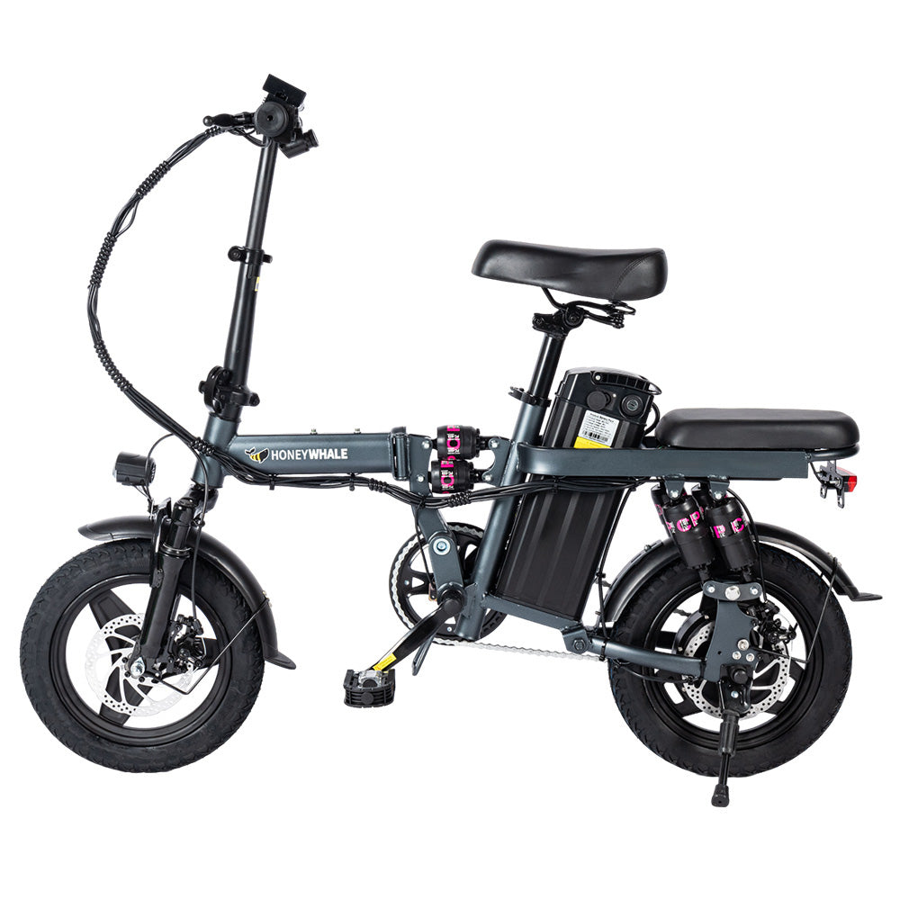 HONEYWHALE S6 Pro-S 14-inch Electric Bike 350W Brushless Motor 25km/h 48V 15Ah Battery 45-55km Range Six Shock Absorber Disc Brakes - Grey