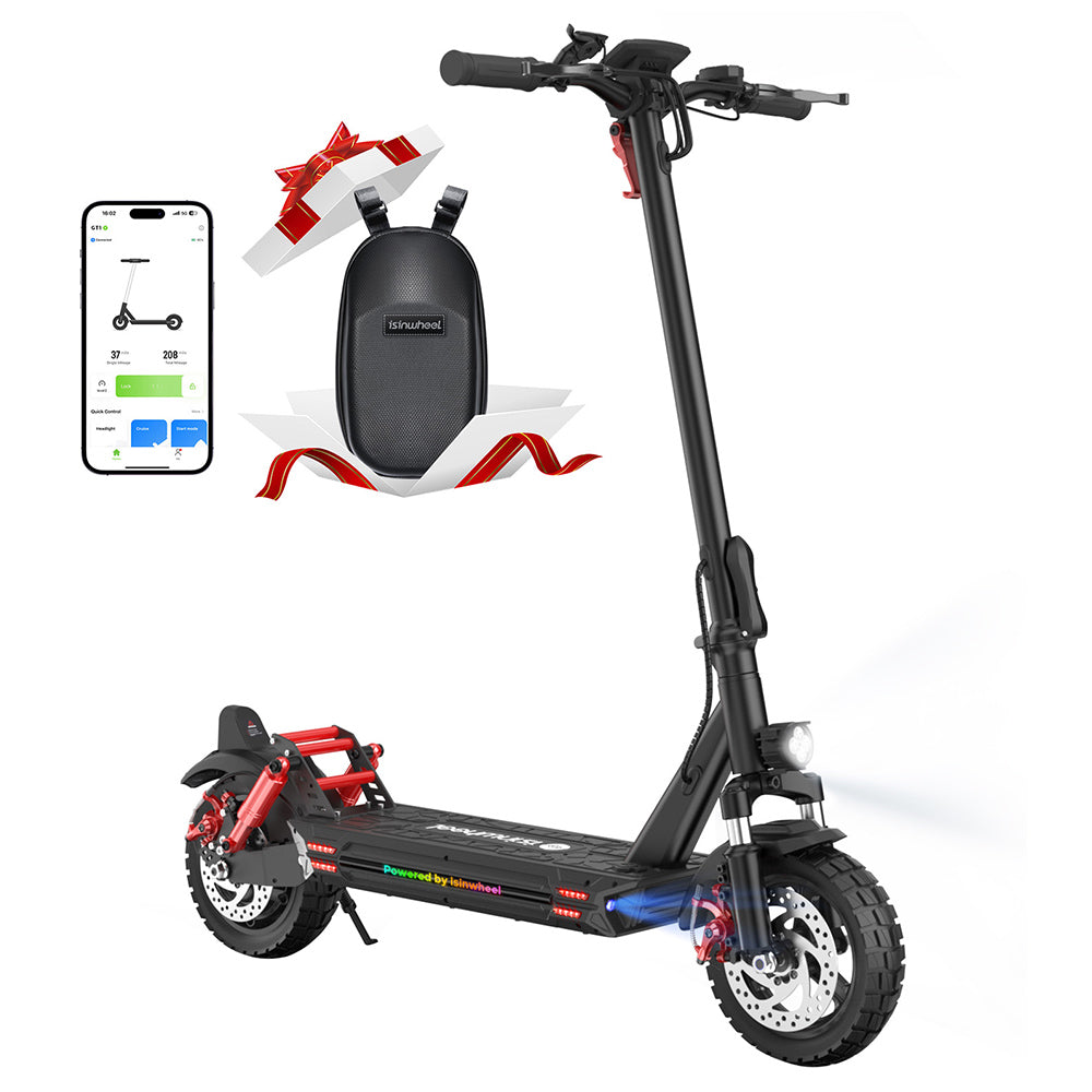 isinwheel GT1 Electric Scooter, 800W Motor, 48V 10Ah Battery, 10-inch Off-road Tire, 45km/h Max Speed, 45km Range, Disc Brakes, Front & Rear Shock Absorption, 150kg Max Load, App Control