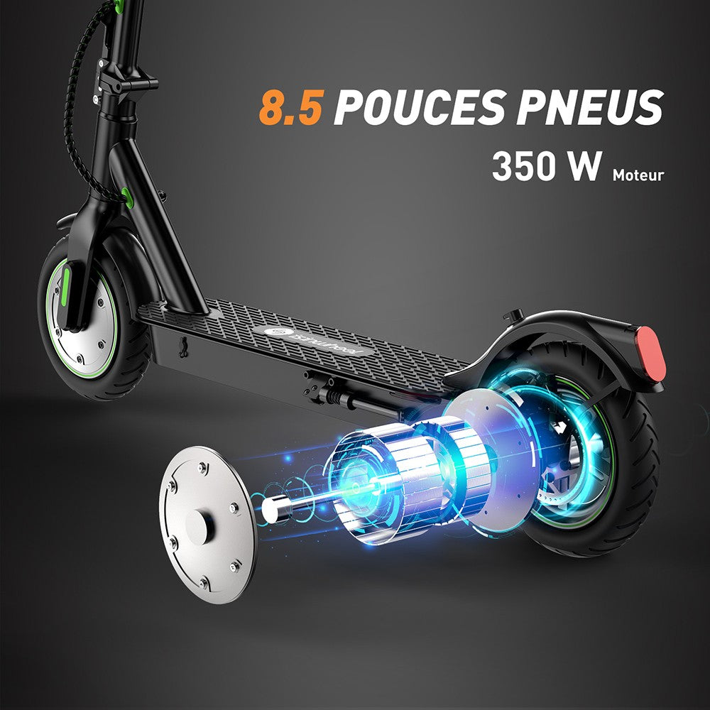 isinwheel S9 Pro Electric Scooter, 350W Motor, 36V 7.5Ah Battery, 8.5 Inches Pneumatic Tire, 25km/h Max Speed, 28km Range, App Control