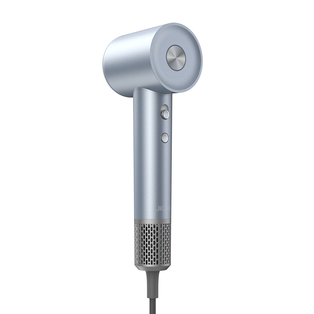 JIGOO H300 1600W High-Speed Professional Hair Dryer, 200 Million Negative Ions, 2 Speed Levels and 4 Heat Settings, 110000rpm Brushless Motor, Low Noise, 3-Color Light Ring With 2 Nozzles For Home/Salon/Travel