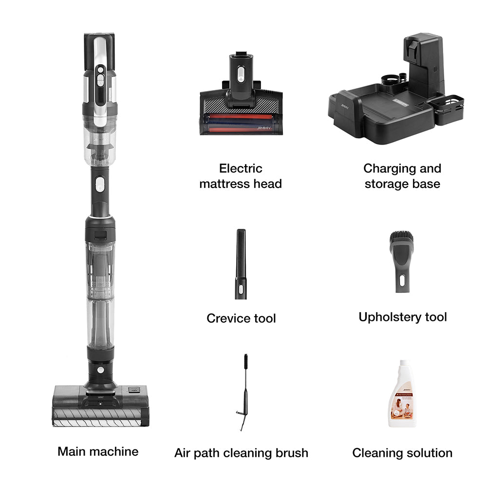JIMMY PW11 Pro 4-in-1 Cordless Vacuum & Washer, 460W Strong Power, Double Cleaning, Hot Air Fast Dry, LED Screen, 180° Lay Flat Design, Dual Roller Brushes, For Hard Floors, Pet Hair, Silver-black Color