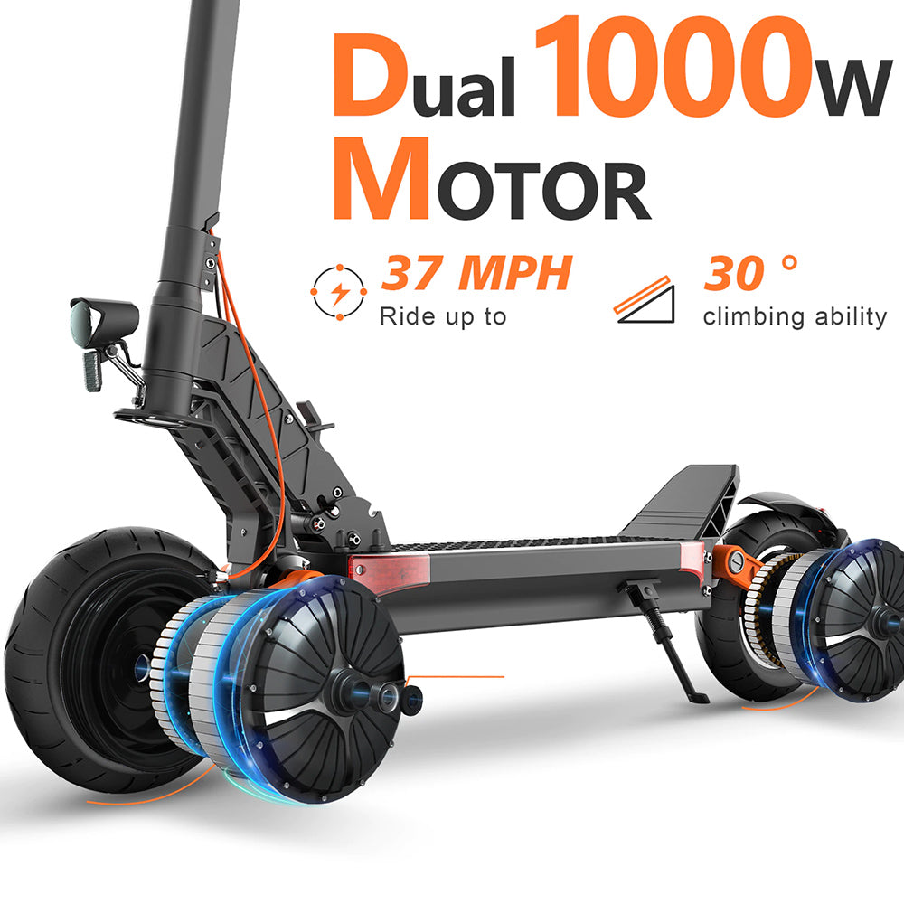 JOYOR S10-Z Electric Scooter 10 Inch Off-road Tires 60V 18Ah Battery 1000W*2 Dual Motor 70-85KM Range 120KG Load Double Hydraulic Disc Brakes Shock absorber Turn signal Smart LED Display update from S10-S - Black