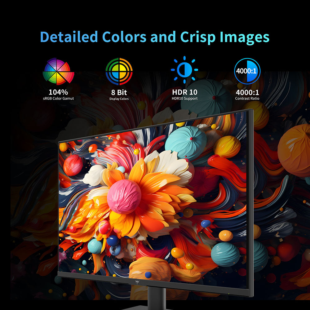 KTC H24V13 23.8-inch Gaming Monitor, 1920x1080 16:9 100Hz High Refresh Rate VA Panel, 4000:1 Contrast Ratio, 104% sRGB HDR10 16ms Response Time, Low Blue Light, FreeSync & G-Sync Compatible, HDMI VGA Audio Out, VESA Wall Mount Tilt Adjustment Display