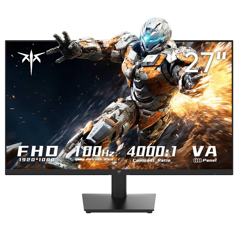 KTC H27V13 27-inch Gaming Monitor, 1920x1080 FHD 16:9 VA Panel, 100Hz Refresh Rate, 4000:1 Contrast Ratio, 106% sRGB HDR10 8ms Response Time, Low Blue Light, FreeSync & G-Sync Compatible, HDMI VGA Audio Out, VESA Wall Mount Tilt Adjustment Displayer