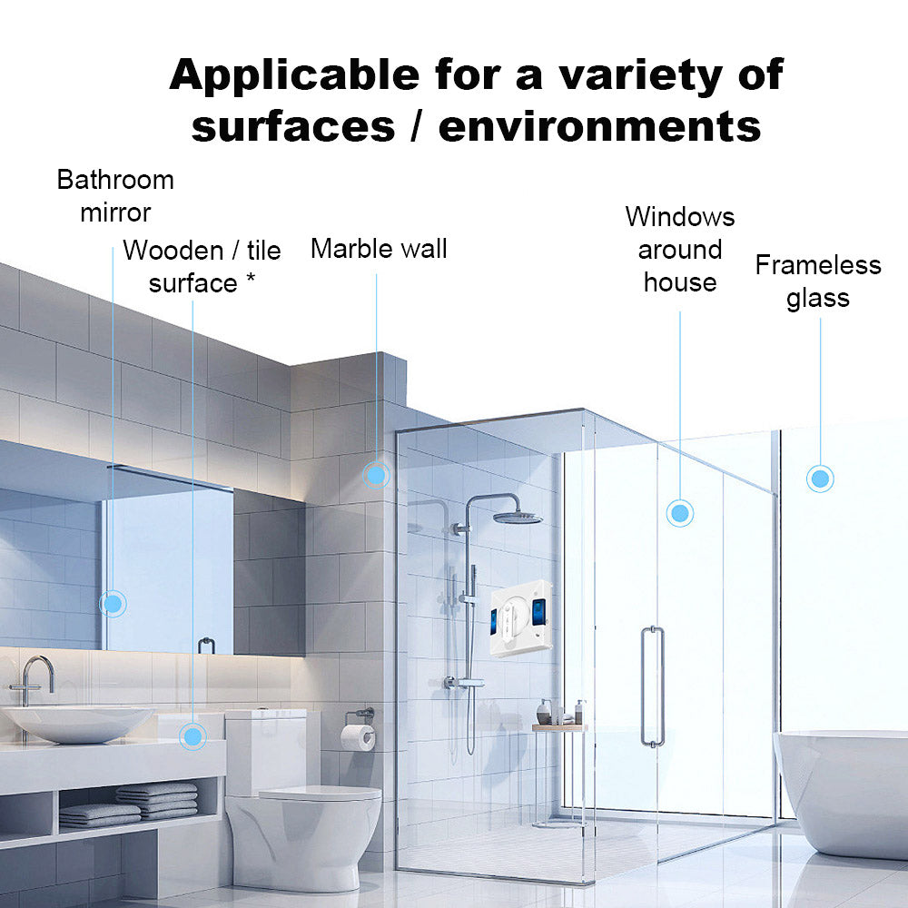 Liectroux YW509 Robot Window Vacuum Cleaner, Double Water Spray, 3000Pa Suction Power, Laser Sensor Anti-fall, 3 Cleaning Modes, Intelligent Path Planning, Low Noise, Remote Control - White