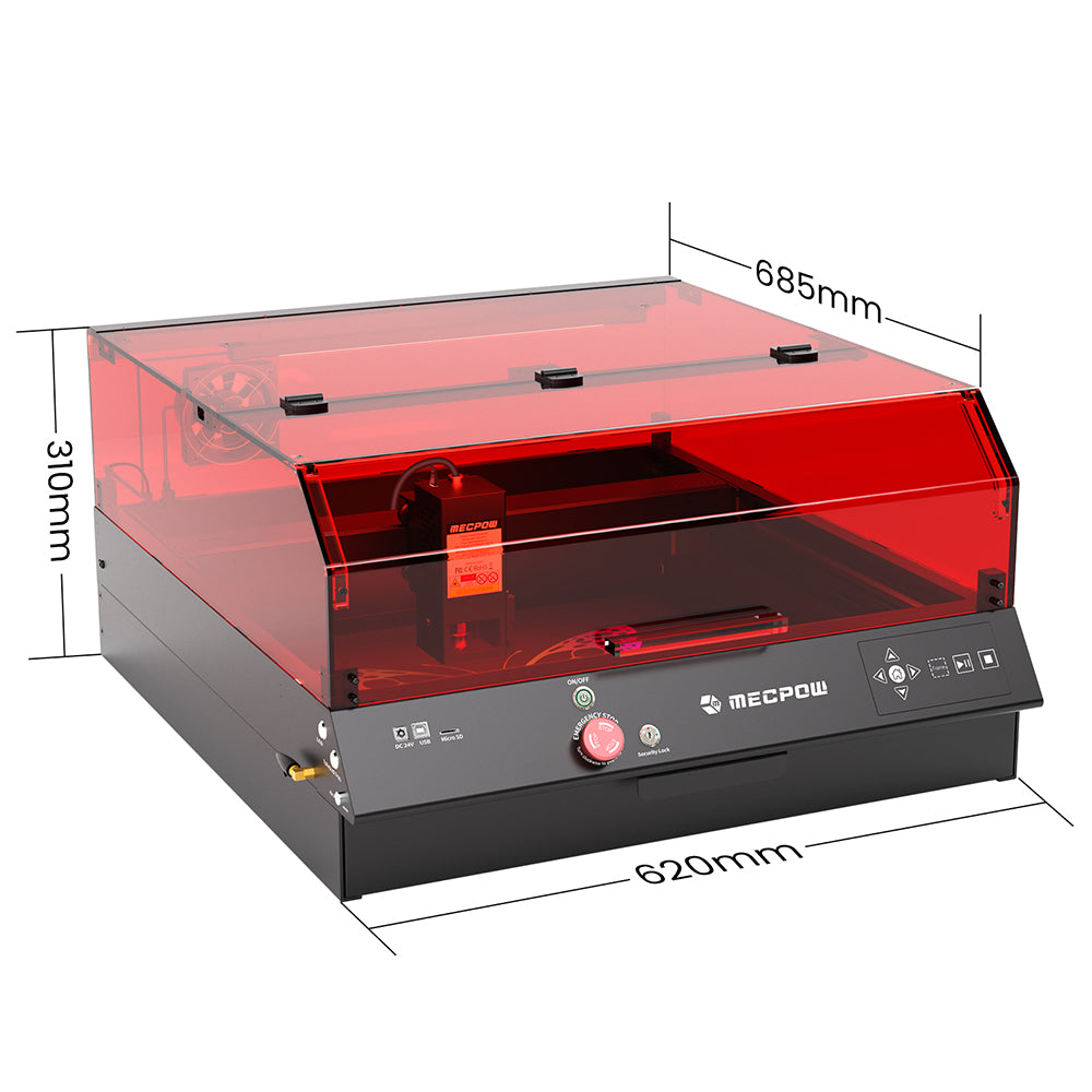 Mecpow X4 Pro 22W FDA Class 1 Laser Engraving Machine, Built-in Camera, 22000mm/min Speed, 0.08x0.1mm Laser Spot, Emergency Stop, Offline Work, Protective Cover & Integrated Air Assist, Support LightBurn/ LaserGRBL/ MKSLaser, 410*400mm