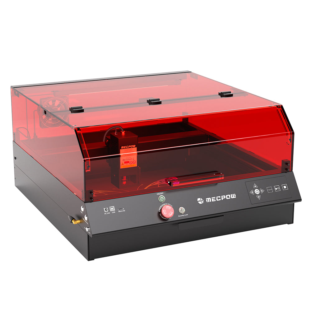 Mecpow X4 Pro 22W FDA Class 1 Laser Engraving Machine, Built-in Camera, 22000mm/min Speed, 0.08x0.1mm Laser Spot, Emergency Stop, Offline Work, Protective Cover & Integrated Air Assist, Support LightBurn/ LaserGRBL/ MKSLaser, 410*400mm