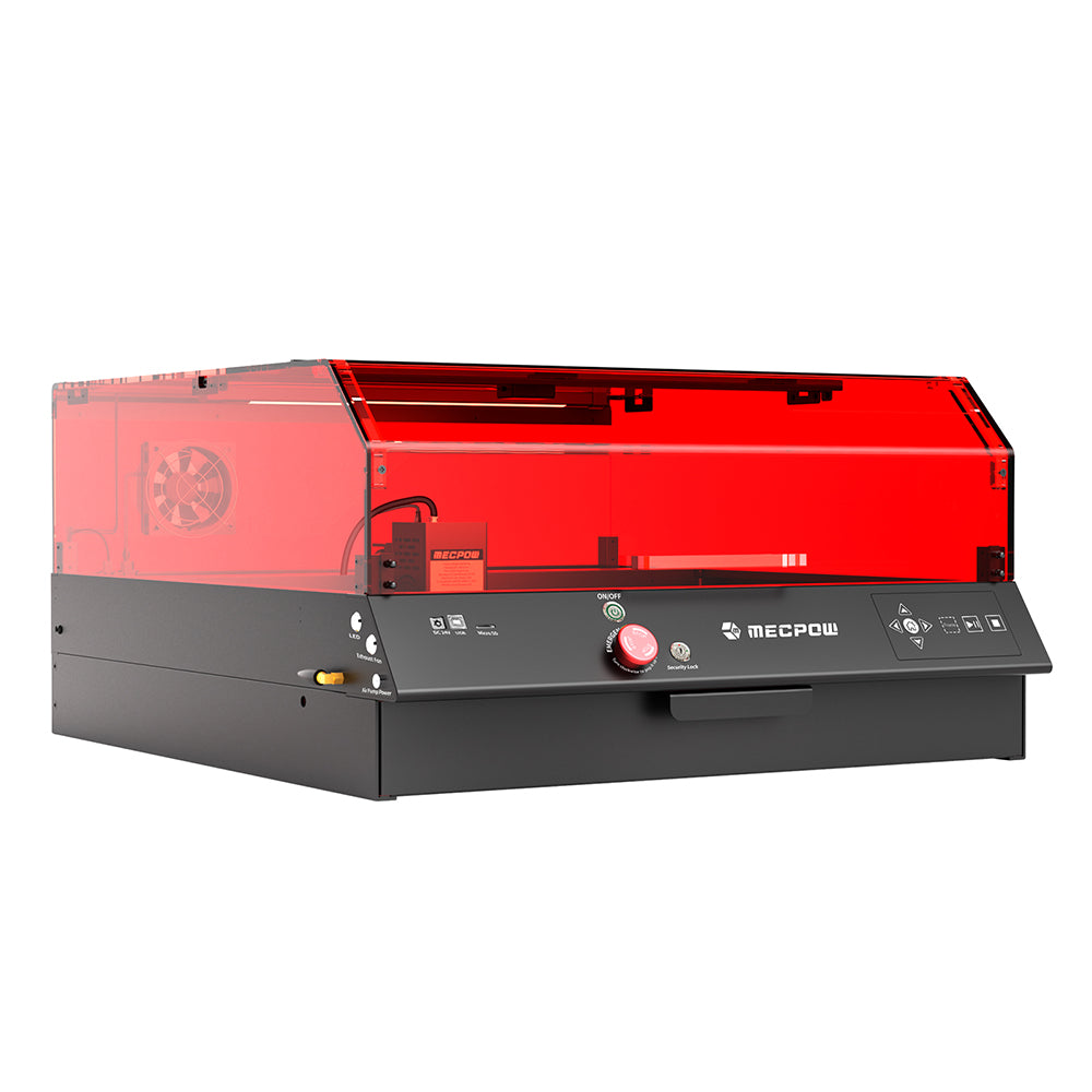 Mecpow X4 Pro 22W FDA Class 1 Laser Engraving Machine, Built-in Camera, 22000mm/min Speed, 0.08x0.1mm Laser Spot, Emergency Stop, Offline Work, Protective Cover & Integrated Air Assist, Support LightBurn/ LaserGRBL/ MKSLaser, 410*400mm