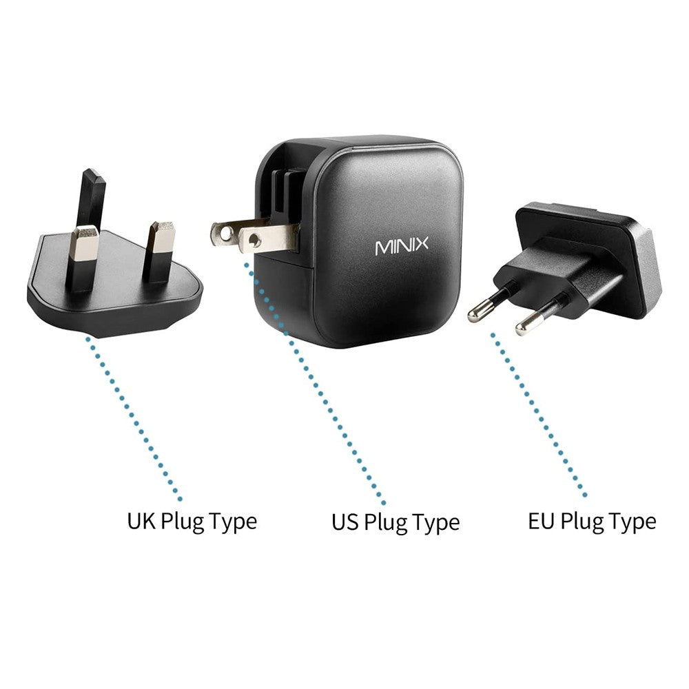 MINIX P1 GaN Quick Charger 65W Max Output, 1*USB-A, 2*USB-C Ports
