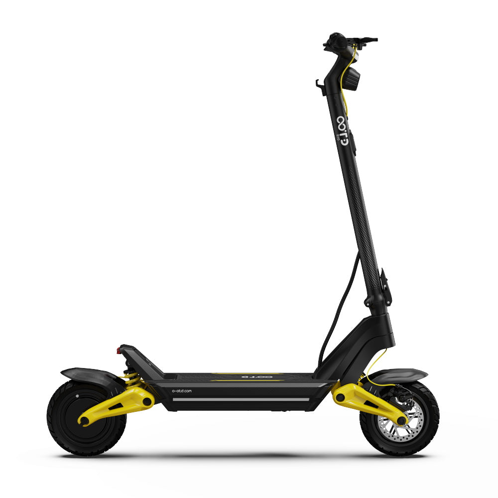 OOTD S10 Folding Electric Scooter 10 Inch Tires 1400W Motor 25km/h Max Speed 48V 20Ah Battery for 60-70km Range 120KG Max Load Disc Brake shock absorption IPX4 APP - Yellow