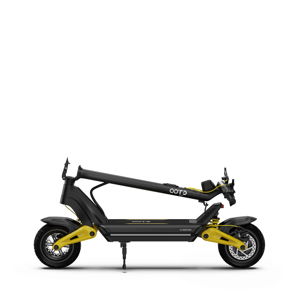 OOTD S10 Folding Electric Scooter 10 Inch Tires 1400W Motor 25km/h Max Speed 48V 20Ah Battery for 60-70km Range 120KG Max Load Disc Brake shock absorption IPX4 APP - Yellow