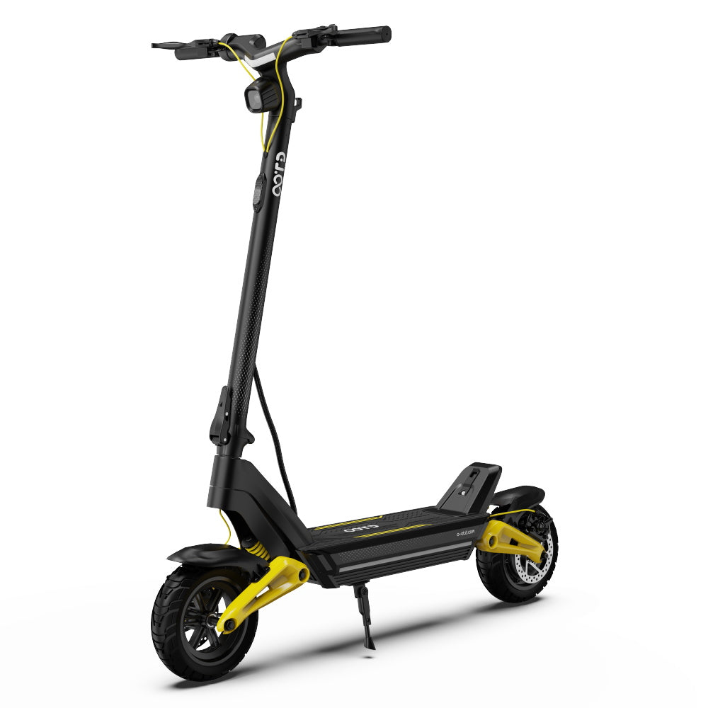 OOTD S10 Folding Electric Scooter 10 Inch Tires 1400W Motor 25km/h Max Speed 48V 20Ah Battery for 60-70km Range 120KG Max Load Disc Brake shock absorption IPX4 APP - Yellow