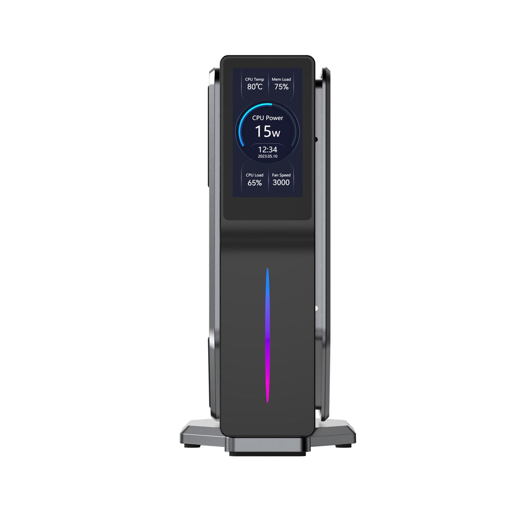 (2024 Upgraded Version) OUVIS S1 Mini PC with LCD Screen RGB Light, Intel Alder Lake N95 4 Cores Up to 3.4GHz, 16GB RAM 512GB SSD, 2*HDMI 2.0 4K HD Dual Display, WiFi 5 Bluetooth 4.2, 2*USB 3.0 2*USB 2.0 2*RJ45 - EU Plug